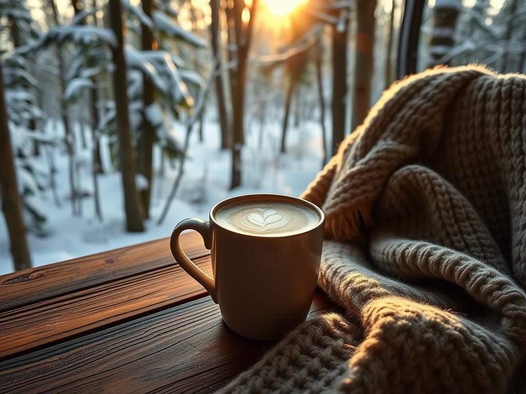 guten morgen winter kaffee
