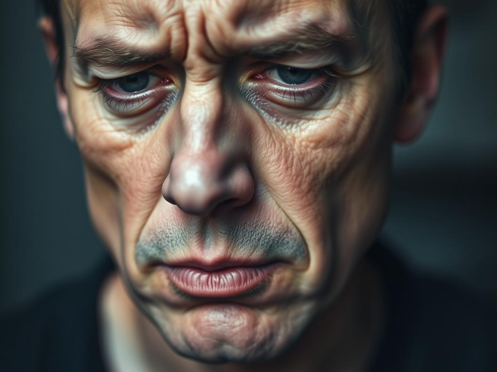 A detailed close-up of a person's face, with a subtle expression of restlessness and unease. The skin appears slightly flushed, with a furrowed brow and a pensive, thoughtful gaze. Soft, diffused lighting illuminates the subject, casting gentle shadows that accentuate the facial features. The background is blurred, creating a sense of focus on the central figure, who seems lost in contemplation, possibly experiencing the effects of caffeine sensitivity. The overall mood is one of introspection and subtle discomfort, reflecting the challenges faced by those affected by the side effects of caffeine.