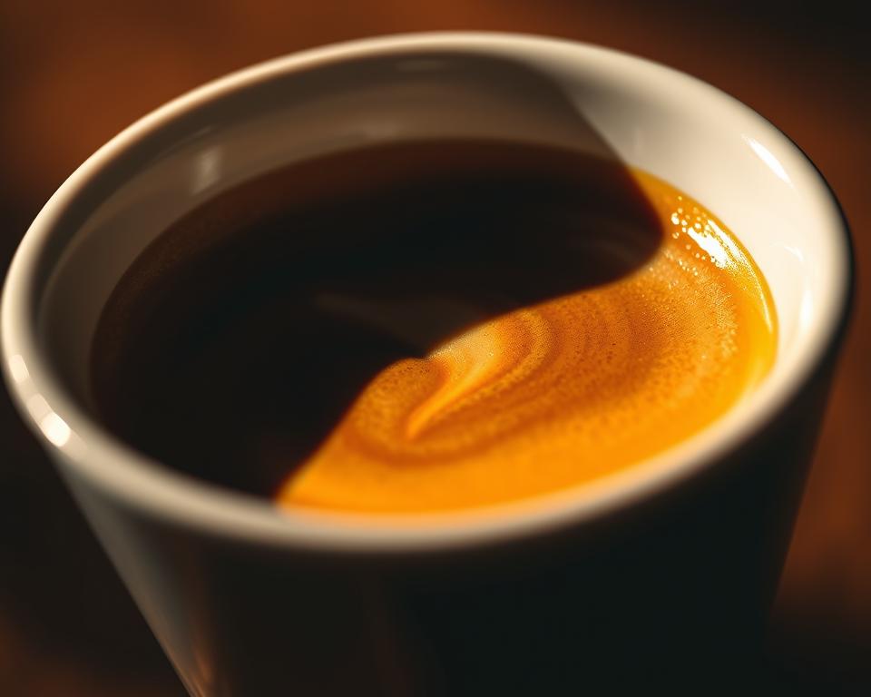 Italienischer Espresso: A rich, velvety espresso shot captured in a high-contrast, close-up photograph. The crema is thick and golden, with a delicate swirl at the center, framed by the sleek, tapered profile of the espresso cup. The lighting is dramatic, casting deep shadows and highlights that accentuate the depth and texture of the coffee. The background is a soft, blurred blur of warm, muted tones, allowing the espresso to take center stage and captivate the viewer with its alluring aroma and intense flavor. Italienischer Espresso: A rich, velvety espresso shot captured in a high-contrast, close-up photograph. The crema is thick and golden, with a delicate swirl at the center, framed by the sleek, tapered profile of the espresso cup. The lighting is dramatic, casting deep shadows and highlights that accentuate the depth and texture of the coffee. The background is a soft, blurred blur of warm, muted tones, allowing the espresso to take center stage and captivate the viewer with its alluring aroma and intense flavor.
